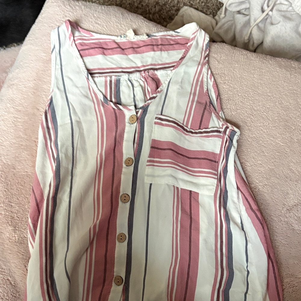 Pink Republic Pink and White Striped Button-Down Shirt